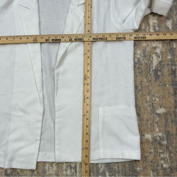 Vintage 80’s White Summer Open Blazer Linen Blend Large - Picture 2 of 9